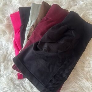 6 Pack of Booty Gym Shorts - Black (x2), Hot Pink, Burgundy, Grey, Brown